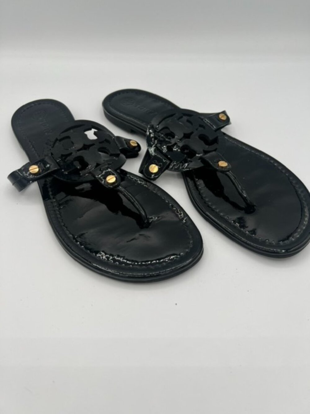 Tory Burch Miller Black Patent Leather Sandals Women’s Size 9